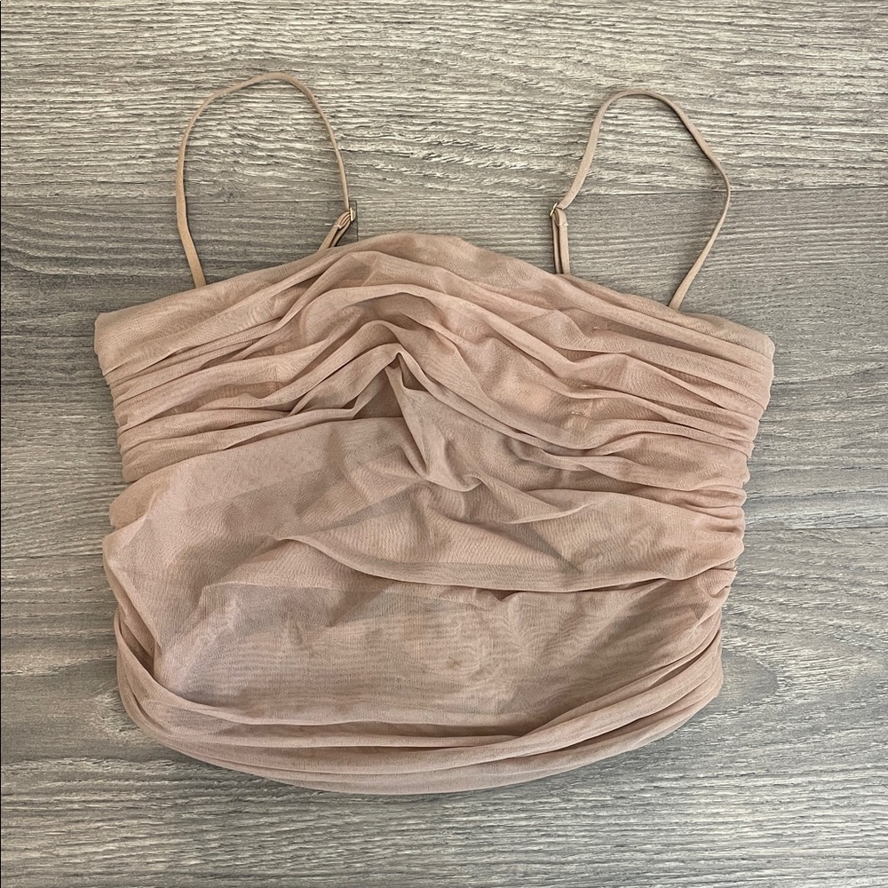 Babaton Beige Mesh Top